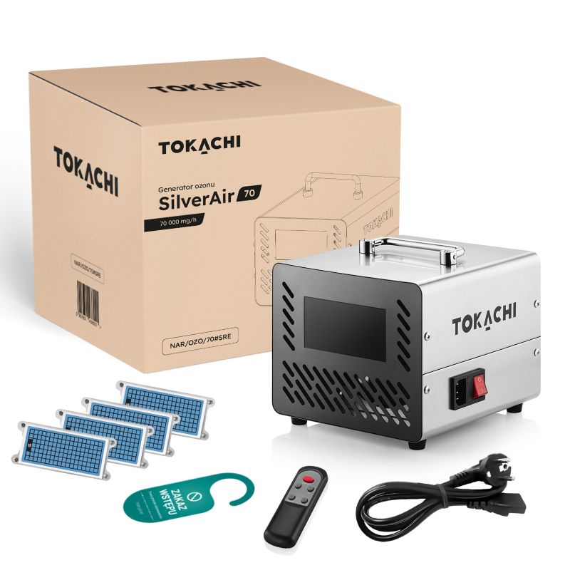 Generator ozonu 70 000 MG/H ozonator Tokachi SilverAir 70 mocny oczyszczacz powietrza z panelem sterowania 1 szt.
