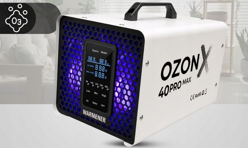 Generator Ozonu Kwarcowy 40 G/H WARMENER OzonX 20Pro Ozonator Oczyszczacz Powietrza Samochodowy Wody 180W 1 szt.