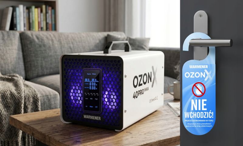 Generator Ozonu Kwarcowy 40 G/H WARMENER OzonX 20Pro Ozonator Oczyszczacz Powietrza Samochodowy Wody 180W 1 szt.