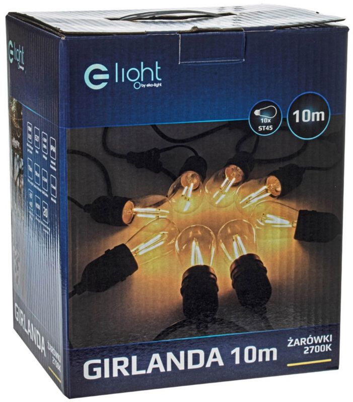 Girlanda Ekolight 10 x E27 10 m IP44 żarówki filamentowe 10 x 1,5 W