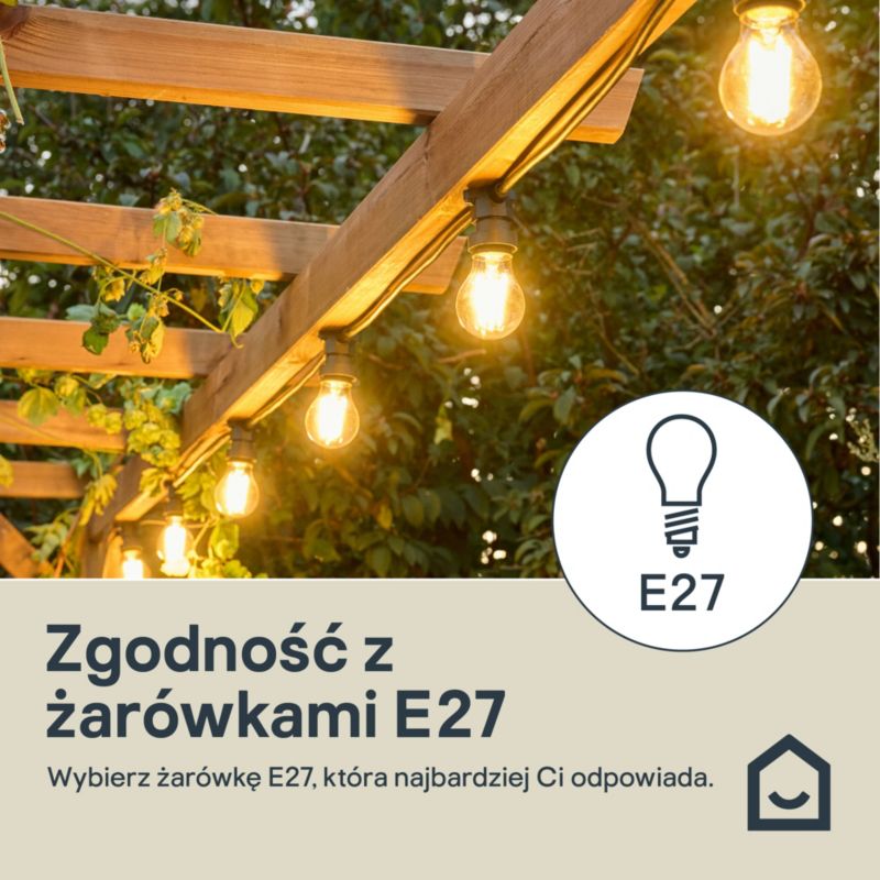 Girlanda GoodHome 10 x E27 IP44 czarna