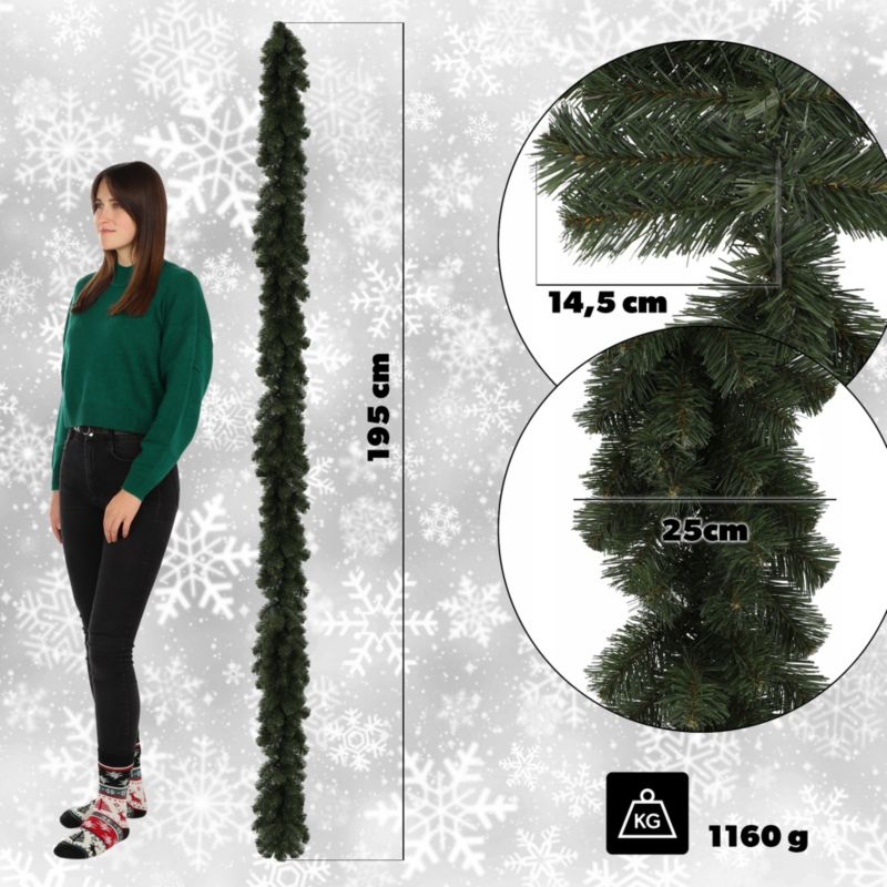 Girlanda KADAX Choinkowa Świąteczna 195 cm Zielona 1 szt.