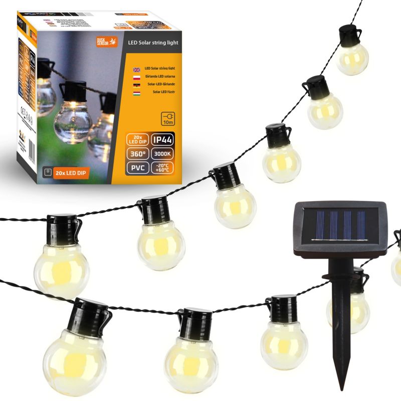 Girlanda LED solarna świetlna ogrodowa MasterLED 20xLED 485cm okrągłe lampki 3000K IP44 1szt.