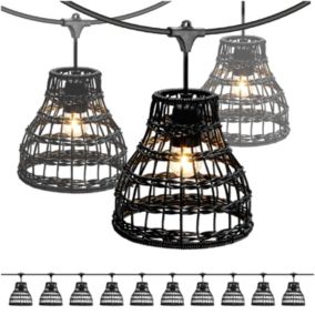 Girlanda ogrodowa 5m + żarówki LED Kobi + 10x klosz czarny 2szt.