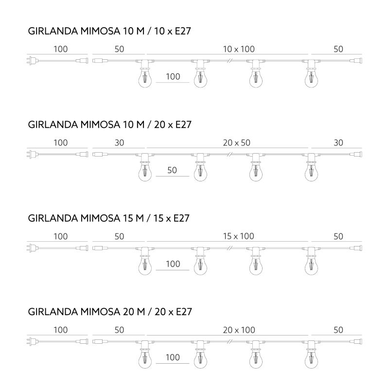 Girlanda ogrodowa MIMOSA 2 Kobi 10m 10xE27 1kpl