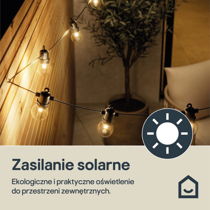 Girlanda solarna GoodHome 2500 K brązowa