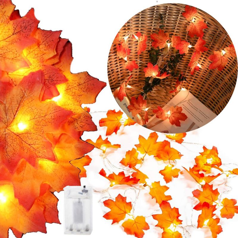 Girlanda świetlna liście klonu Springos jesień łańcuch na baterie 20 LED 1 szt.