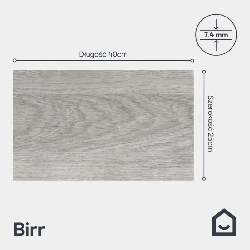 Glazura Birr 25 x 40 cm grey 1,5 m2