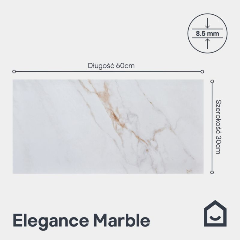 Glazura Elegance GoodHome 30 x 60 cm marble white gold 1,08 m2