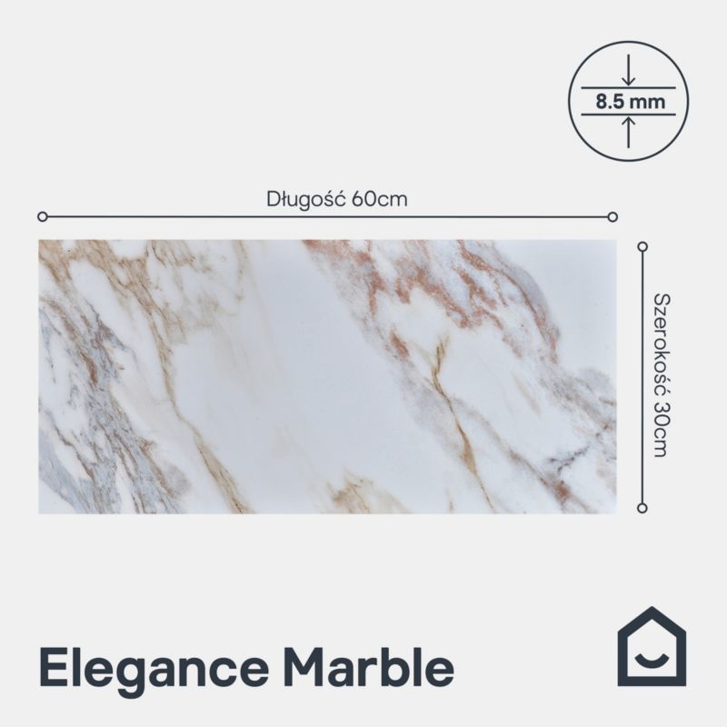 Glazura Elegance GoodHome 30 x 60 cm marble white red 1,08 m2