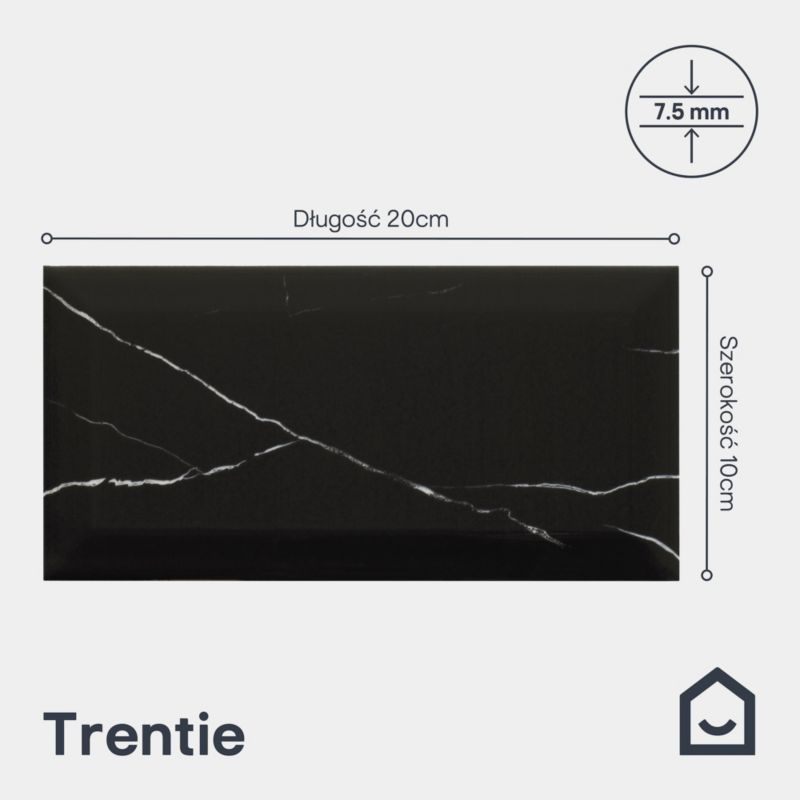 Glazura Trentie GoodHome 10 x 20 cm black merable 1 m2