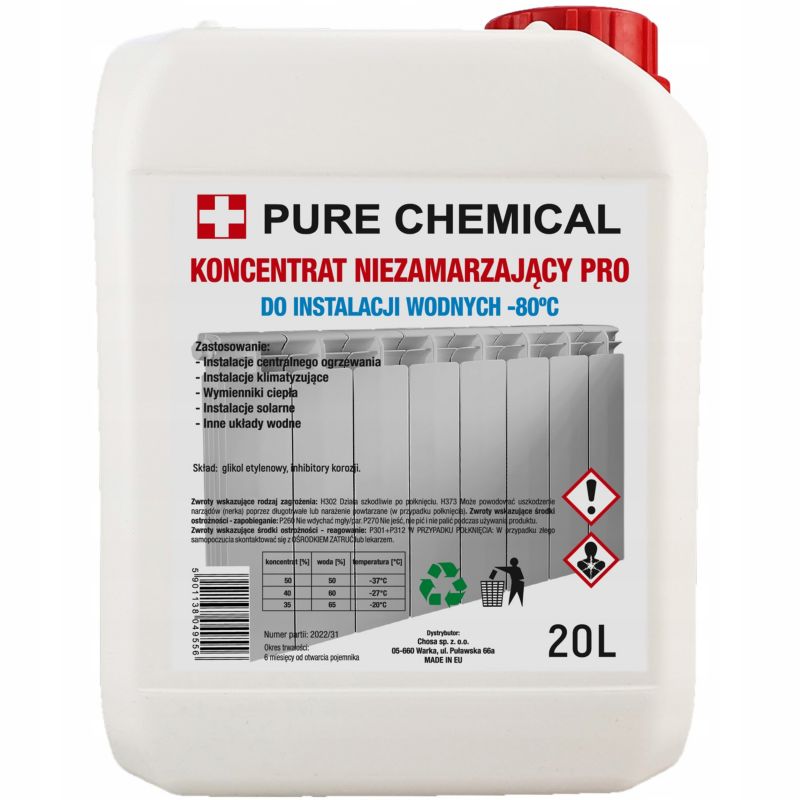 Glikol etylenowy koncentrat Pure Chemical do c.o. płyn solarny do pomp ciepła -80 stopni 20 l 1 szt.
