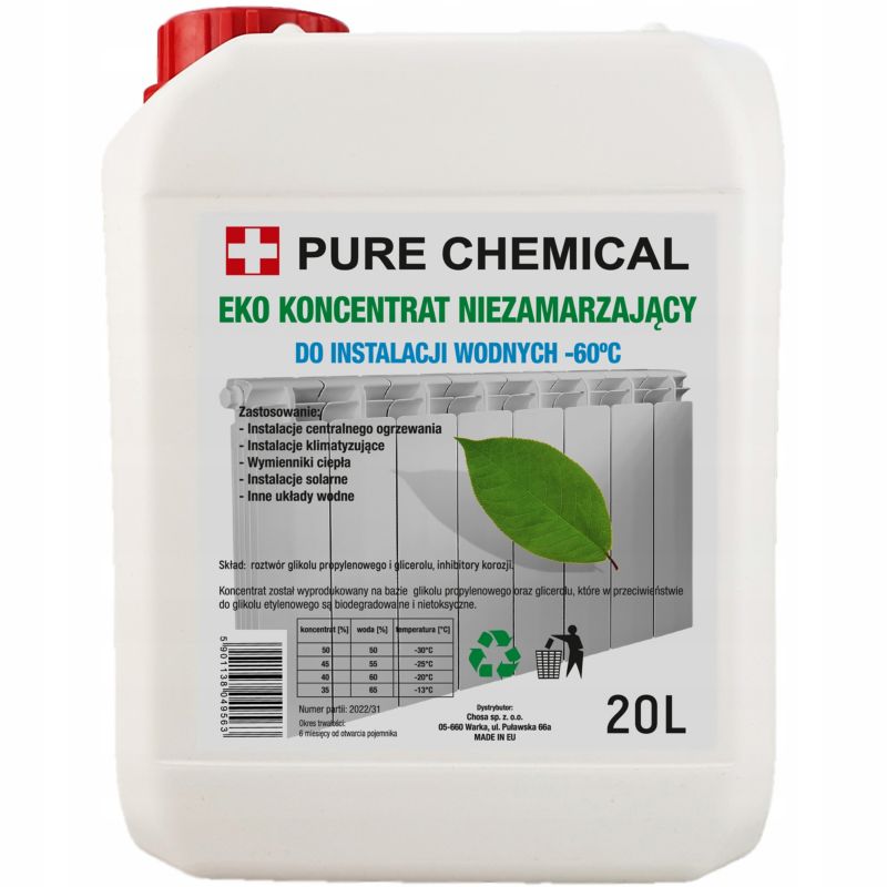 Glikol propylenowy koncentrat Pure Chemical do c.o. ekologiczny płyn solarny -60 stopni 20 l 1 szt.