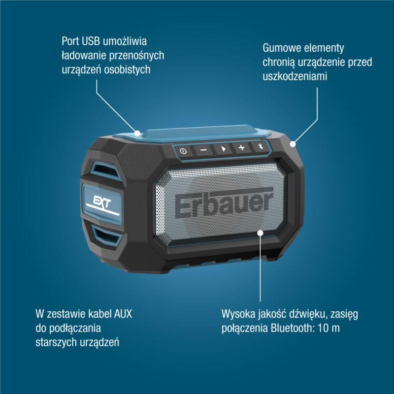Głośnik Bluetooth Erbauer G2 18 V bez akumulatora