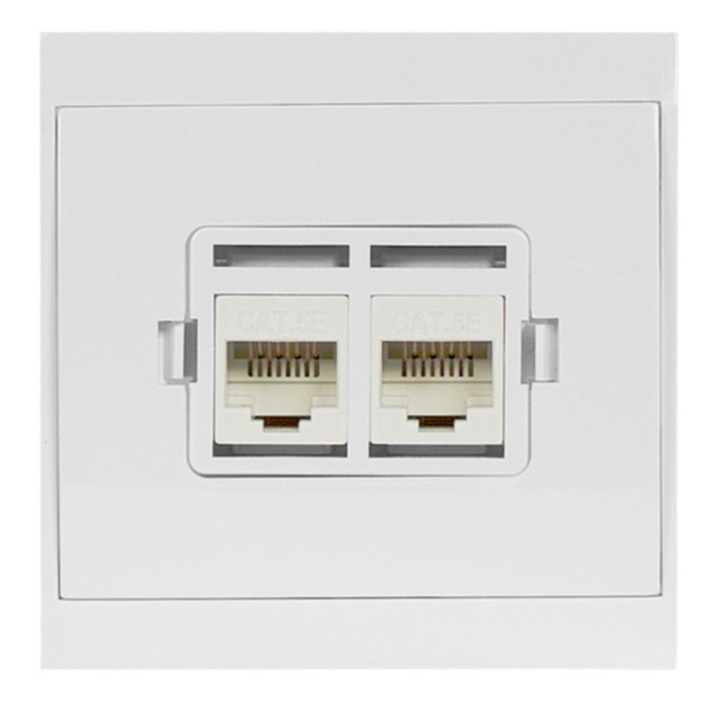 Gniazdo Komputerowe Abex Luna Rj 45 Podwójne Kat 5 Biały Połysk 1szt.