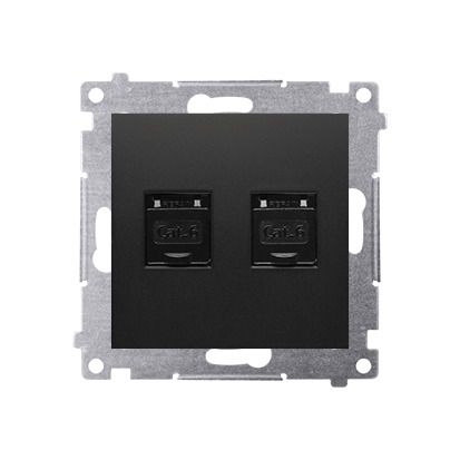 Gniazdo komputerowe Kontakt-Simon S54 podwójne RJ45 kat. 6 czarne 1 szt.