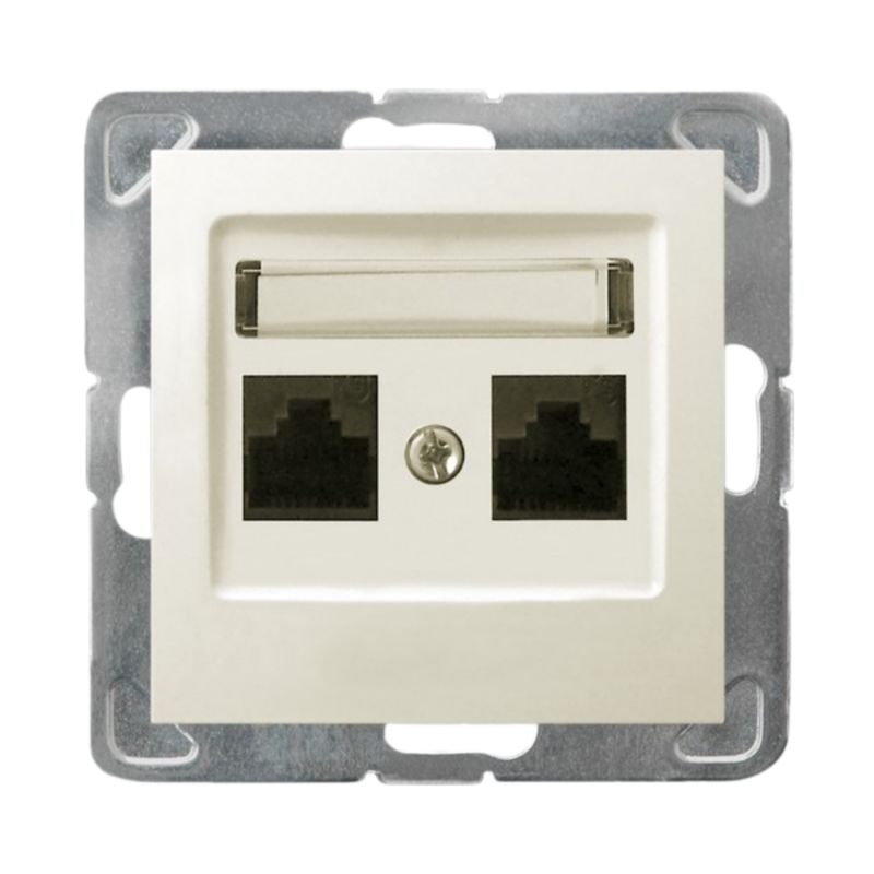 Gniazdo Komputerowe Podwójne 2X RJ45 Kat.5E Ospel MMC Ecru 1 szt.