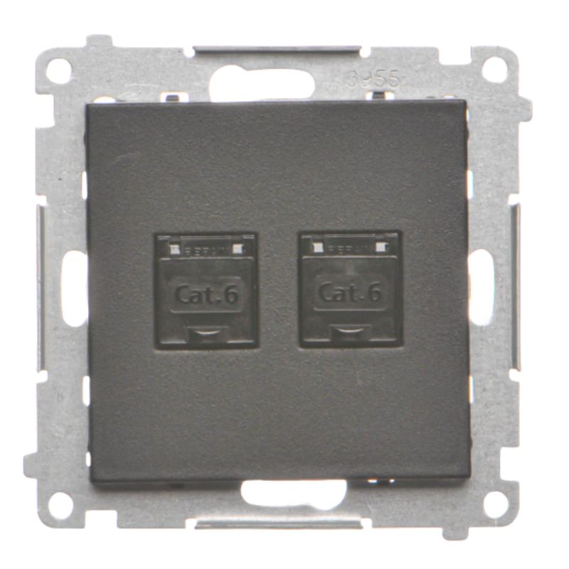 Gniazdo Komputerowe Podwójne 2X Simon 55 RJ45 Kat.6 Czarny Mat 1 szt.