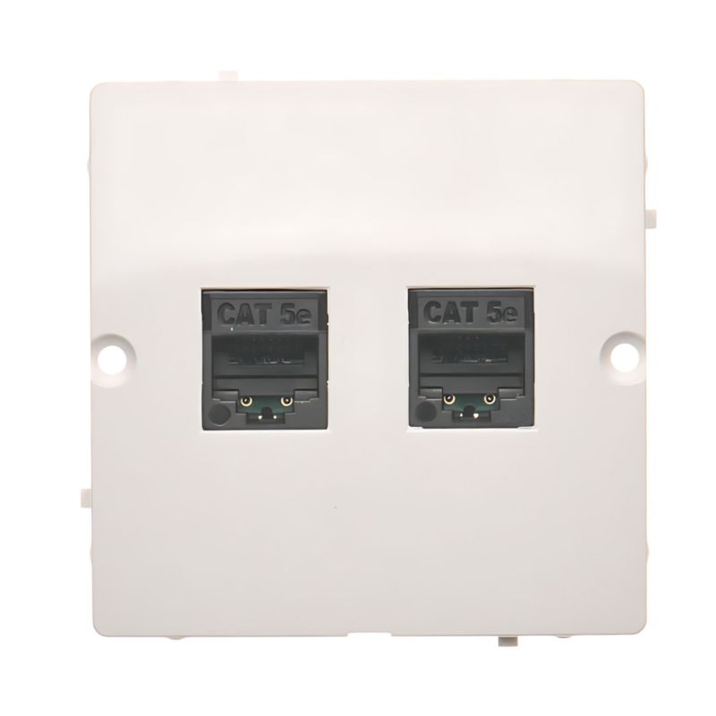 Gniazdo Komputerowe Podwójne 2X Simon Basic RJ45 Kategoria 5E Białe 1 szt.
