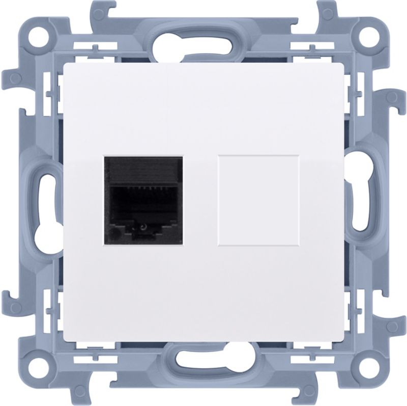 Gniazdo komputerowe RJ45 pojedyncze Kontakt-Simon S10 z uziemieniem kat 5e białe