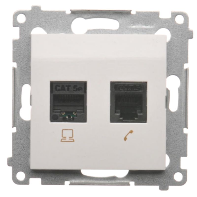 Gniazdo komputerowo-telefoniczne RJ45/RJ12 białe D5T.01/11 Simon 1 Szt