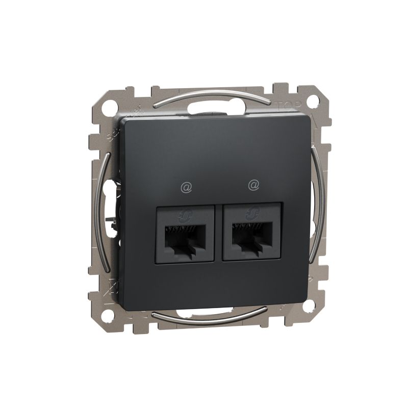 Gniazdo podwójne Schneider Electric komputerowe 2 x RJ45 kat.5e czarny antracyt 1 szt.