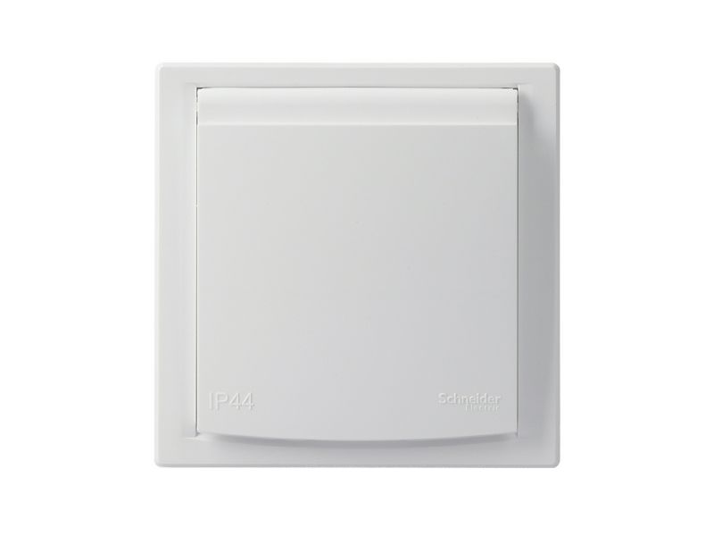 Gniazdo pojedyncze Schneider Electric Asfora IP44 z uziemieniem białe