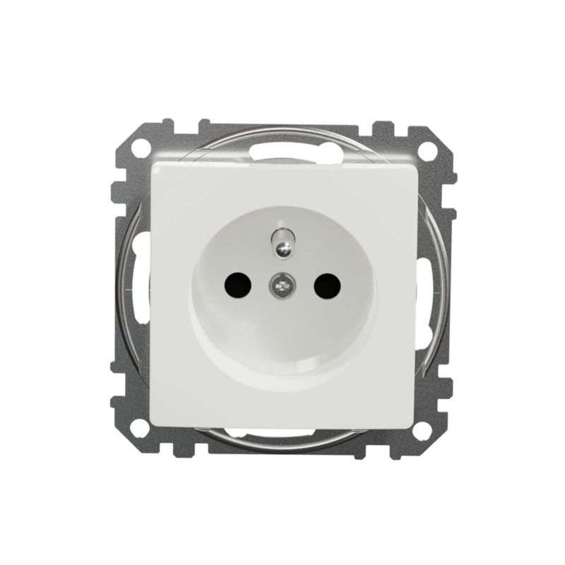 Gniazdo pojedyncze Schneider Electric Sedna Design&Elements z przesłoną białe