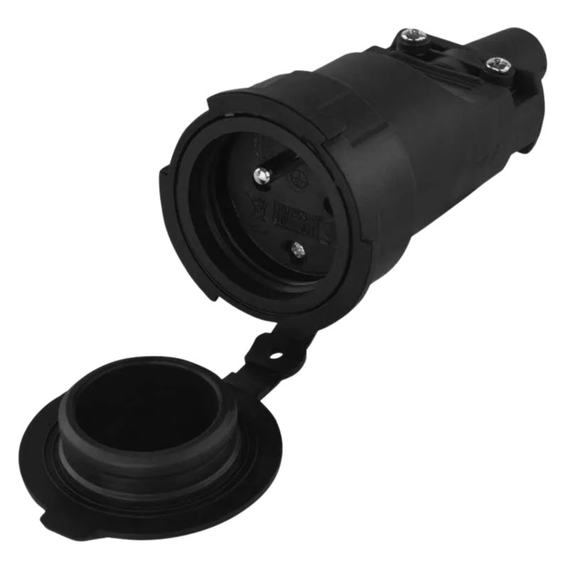 Gniazdo Proste Z Uziemieniem Emos Gumowe Czarne Ip-65 250V 16A P0044 1 szt.