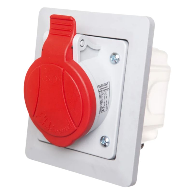 Gniazdo Skosne Podtynkowe Z Ramka Elektromet 5P 16A 400V IP44 Czerwone 1 Szt.