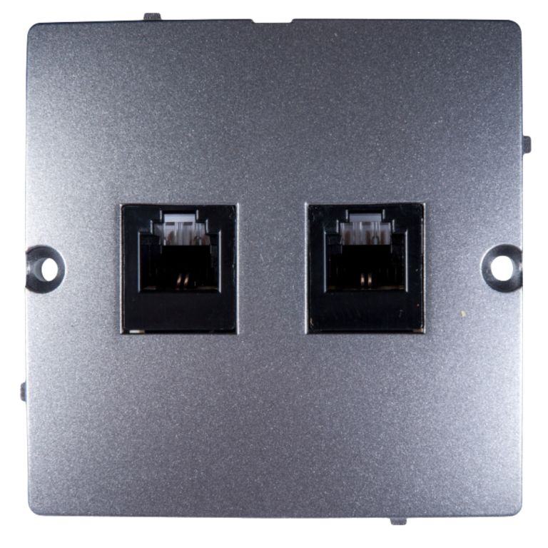 Gniazdo Telefoniczne Podwójne 2X RJ11 1X Kontakt Simon Basic Stal Inox 1 szt.