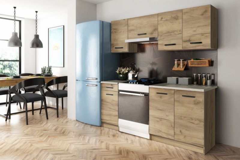Gotowy zestaw mebli kuchennych Eco 180 cm Dąb Craft złoty