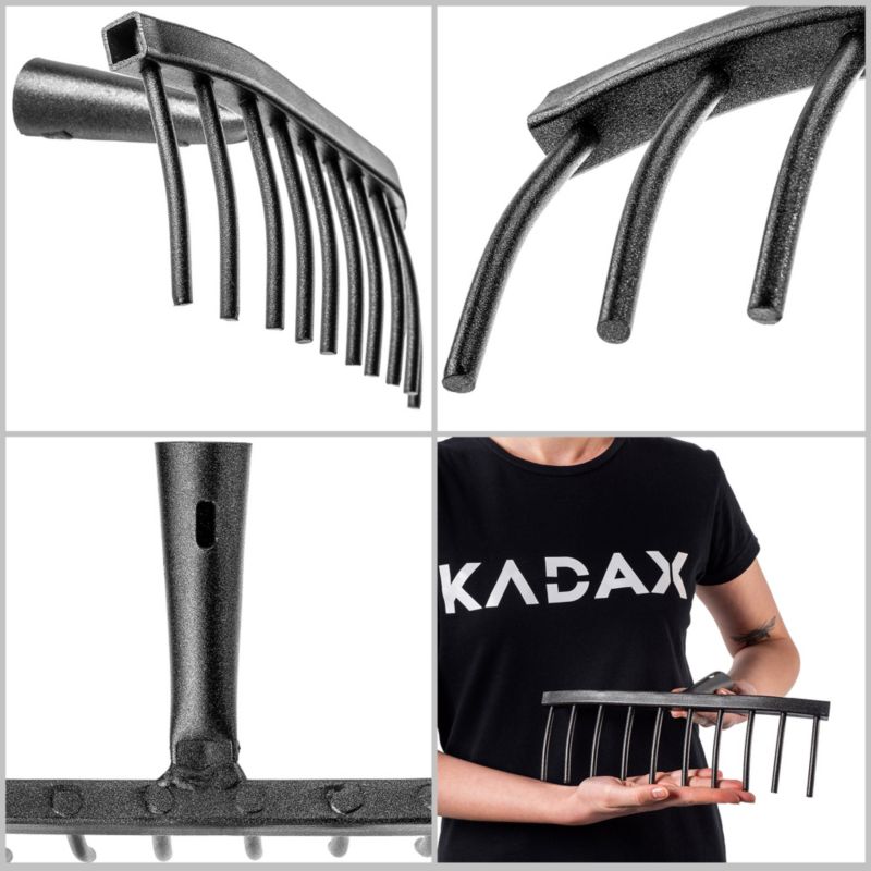 Grabie KADAX Do Kamienia Stalowe 10-Zębne Grabki Ogrodowe Gleby Bez Trzonka 1szt.
