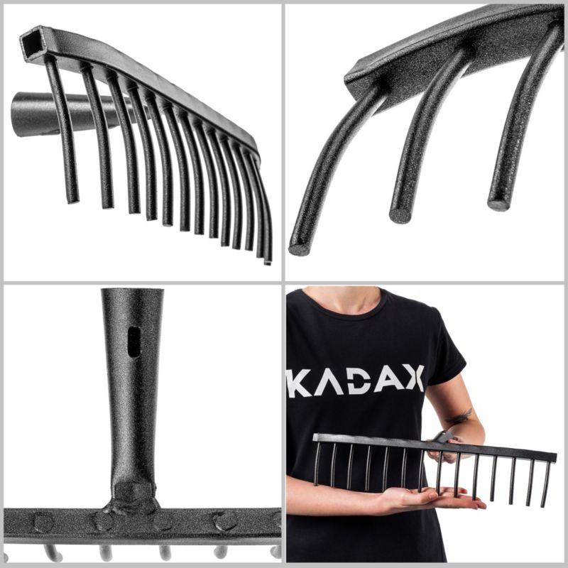 Grabie KADAX Do Kamienia Stalowe 14-Zębne Grabki Ogrodowe Gleby Bez Trzonka 1szt.