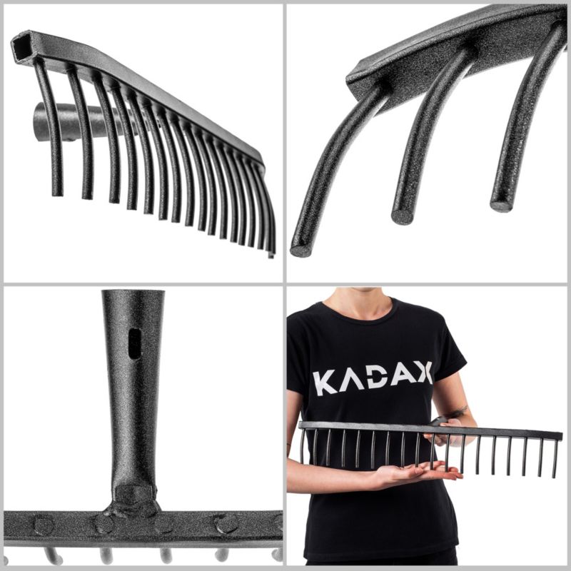 Grabie KADAX Do Kamienia Stalowe 18-Zębne Grabki Ogrodowe Gleby Bez Trzonka 1szt.