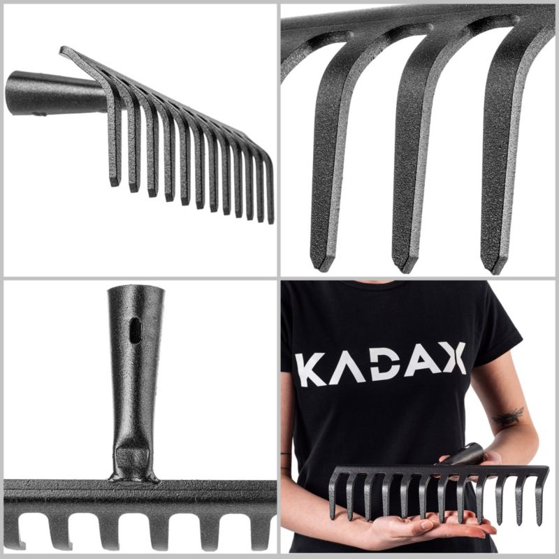 Grabie KADAX Do Liści Stalowe 12-Zębne Grabki Ogrodowe Gleby Trawy Bez Trzonka 1szt.