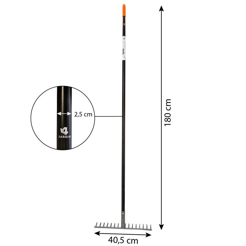 Grabie ogrodowe 4Jardin 16-zębne metalowe 180cm 1szt.