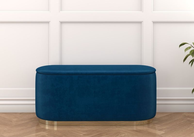 Granatowy owalny puf ze schowkiem Dancan SCARLETT 110 cm 1 szt.