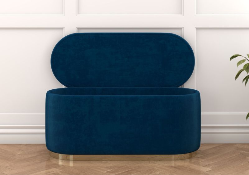 Granatowy owalny puf ze schowkiem Dancan SCARLETT 110 cm 1 szt.