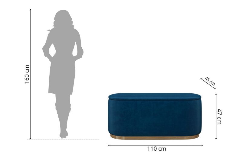 Granatowy owalny puf ze schowkiem Dancan SCARLETT 110 cm 1 szt.