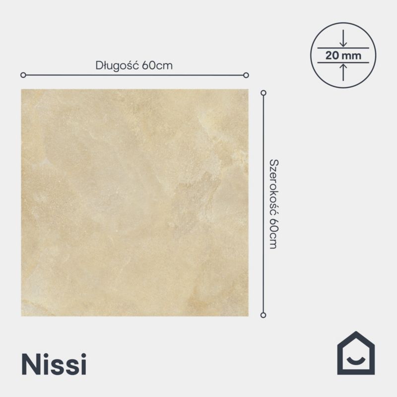 Gres 60 x 60 Nissi beige 0,72 m2