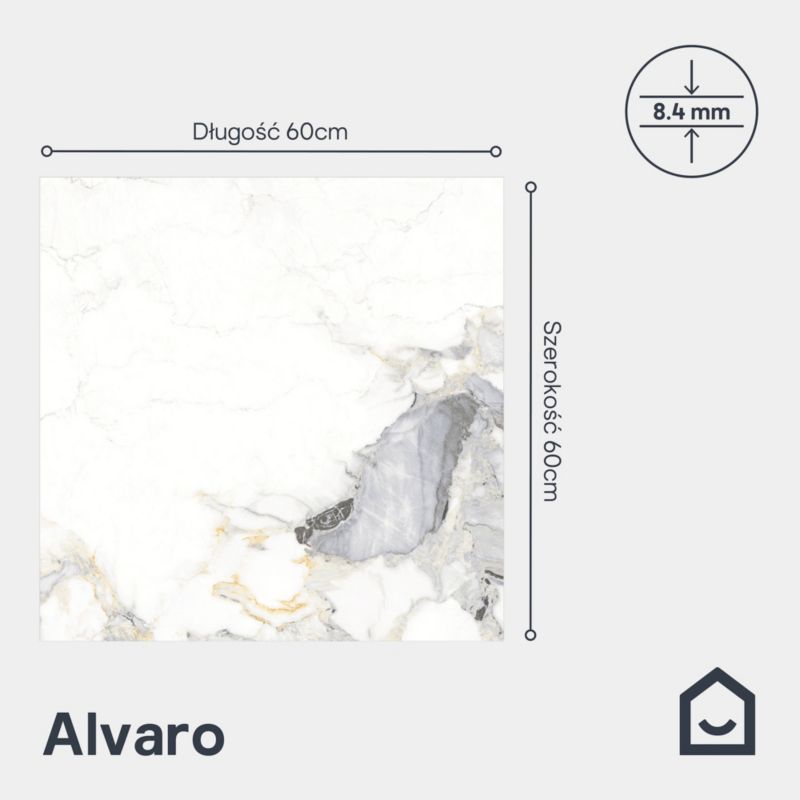 Gres Alvaro 60 x 60 cm white gold 1,08 m2