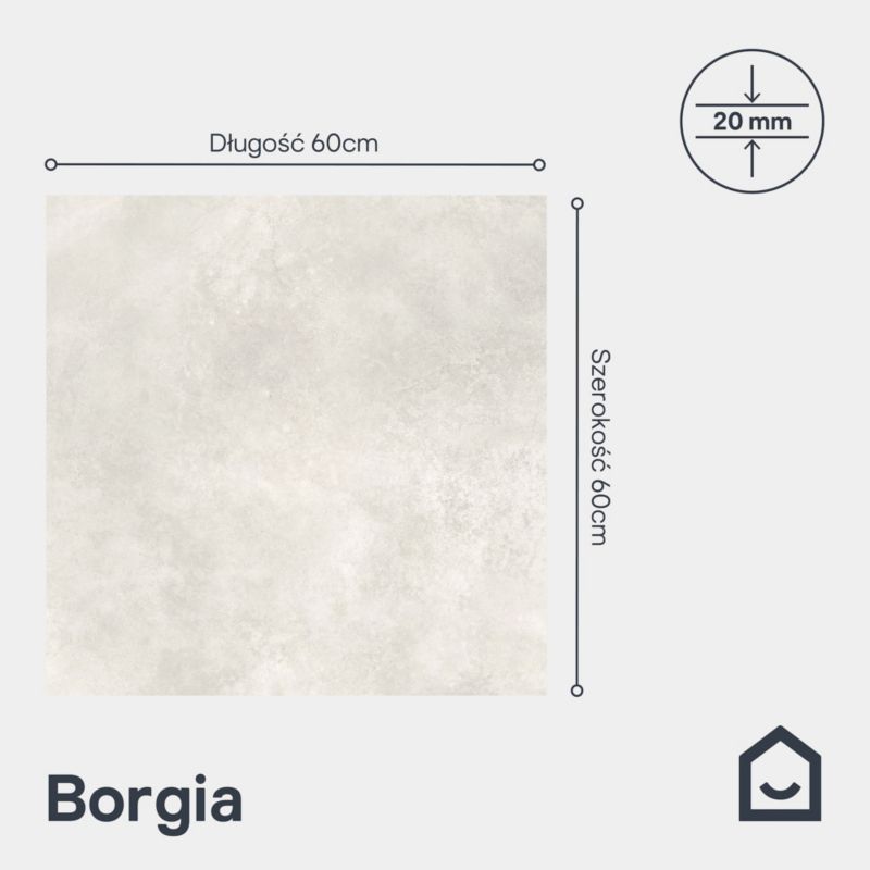 Gres Borgia GoodHome 60 x 60 cm white 0,72 m2