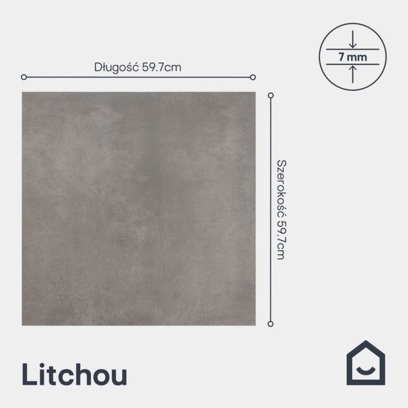 Gres Litchou GoodHome 59,7 x 59,7 cm anthracite 1,78 m2