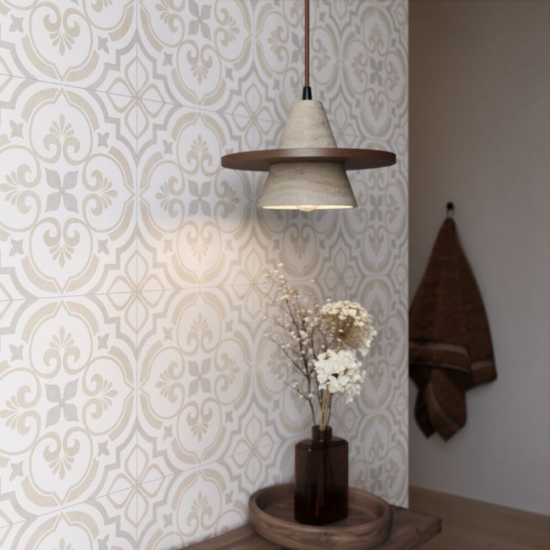 Gres mrozoodporny Leonora GoodHome 30 x 30 cm white floral 1,33 m2