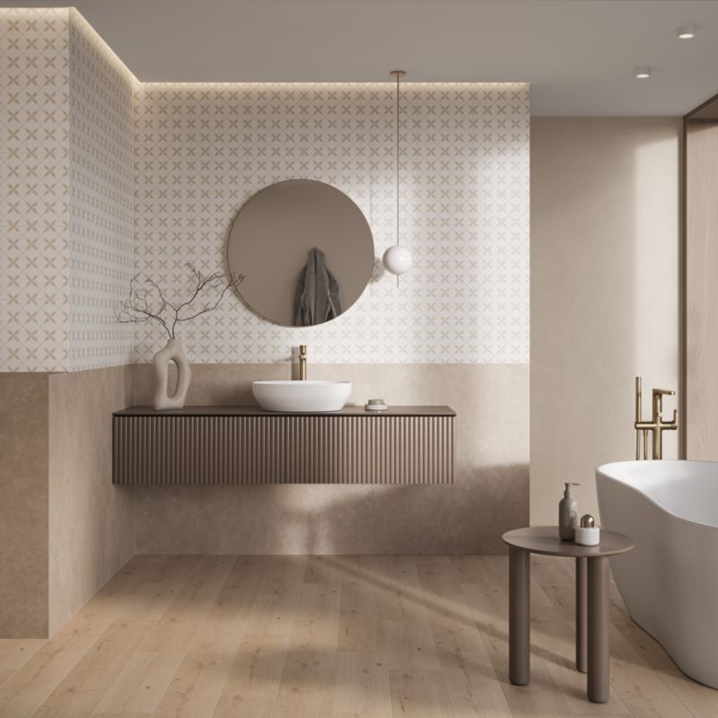 Gres mrozoodporny Leonora GoodHome 30 x 30 cm white geometric 1,33 m2