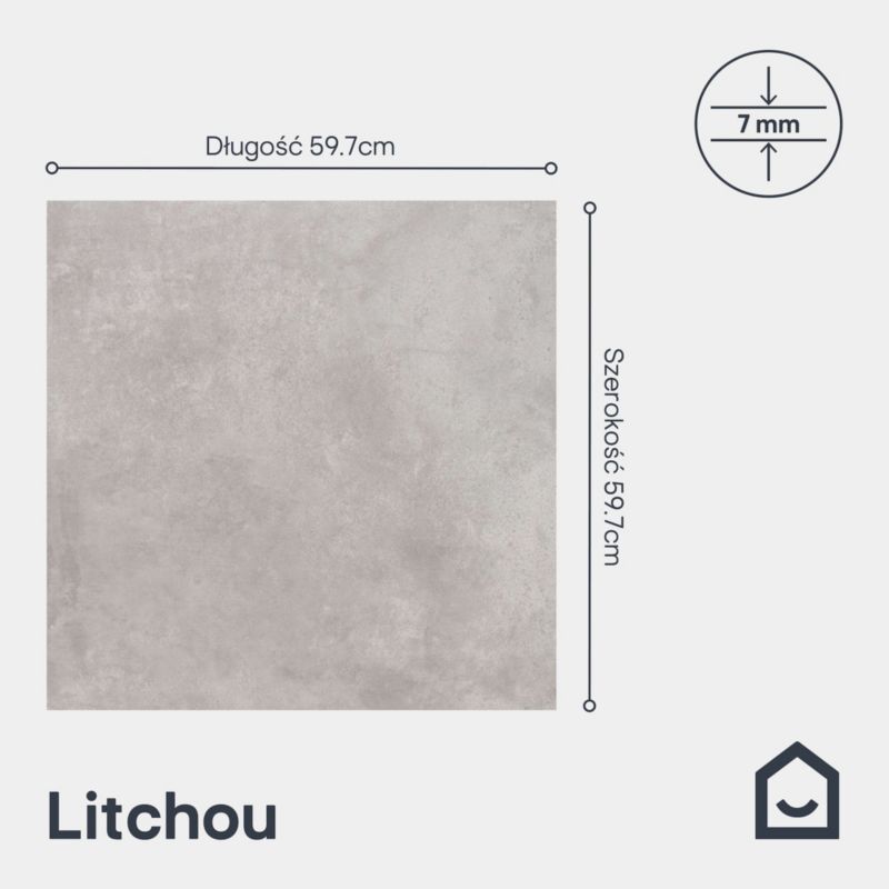 Gres mrozoodporny Litchou GoodHome 59,7 x 59,7 cm szary 1,78 m2