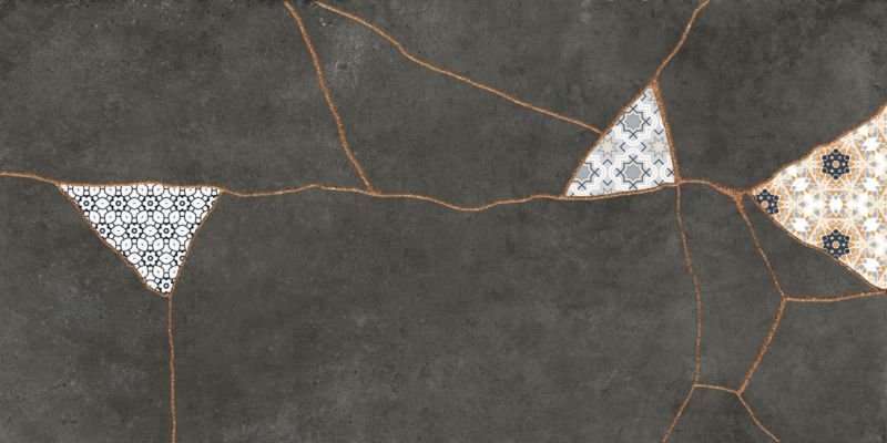 Gres mrozoodporny szkliwiony Ezra 60 x 120 cm graphite patchwork 1,44 m2