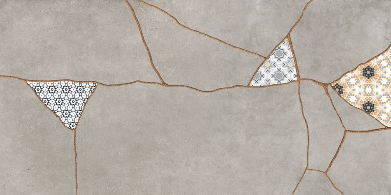 Gres mrozoodporny szkliwiony Ezra 60 x 120 cm grey patchwork 1,44 m2