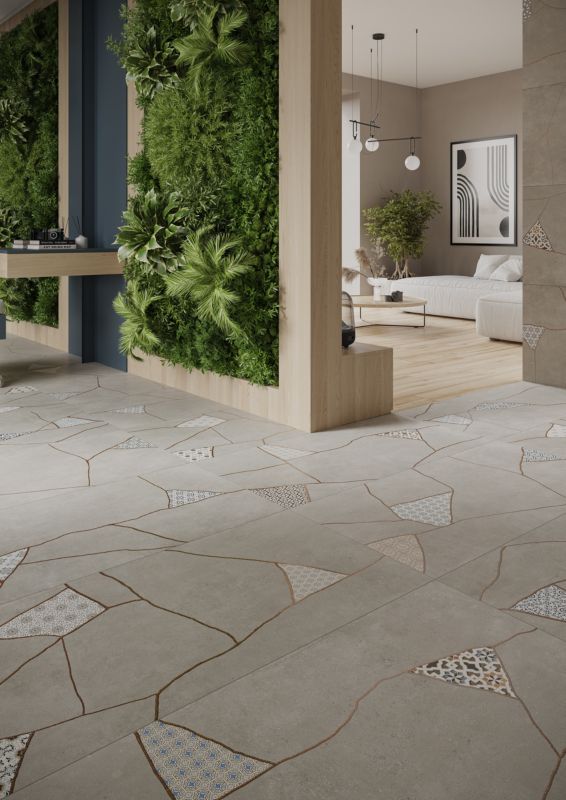 Gres mrozoodporny szkliwiony Ezra 60 x 120 cm grey patchwork 1,44 m2